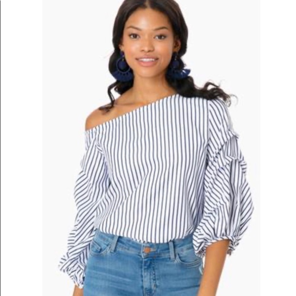 Tuckernuck Asymmetric Lantern Sleeve Top